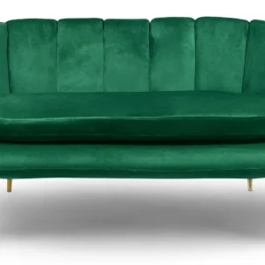 Divano arrotondato 2 posti Brenda Velluto verde Piedi Oro