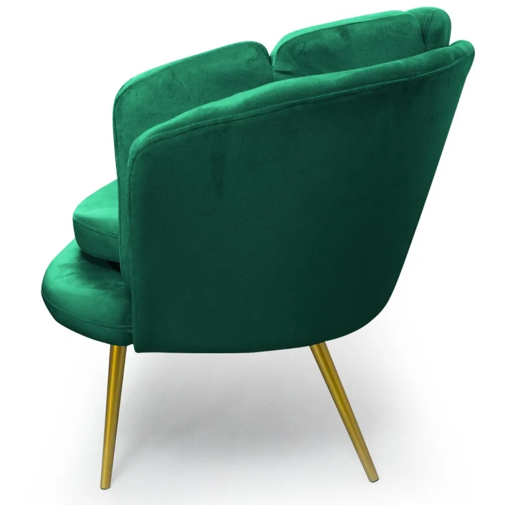 Divano arrotondato 2 posti Brenda Velluto verde Piedi Oro