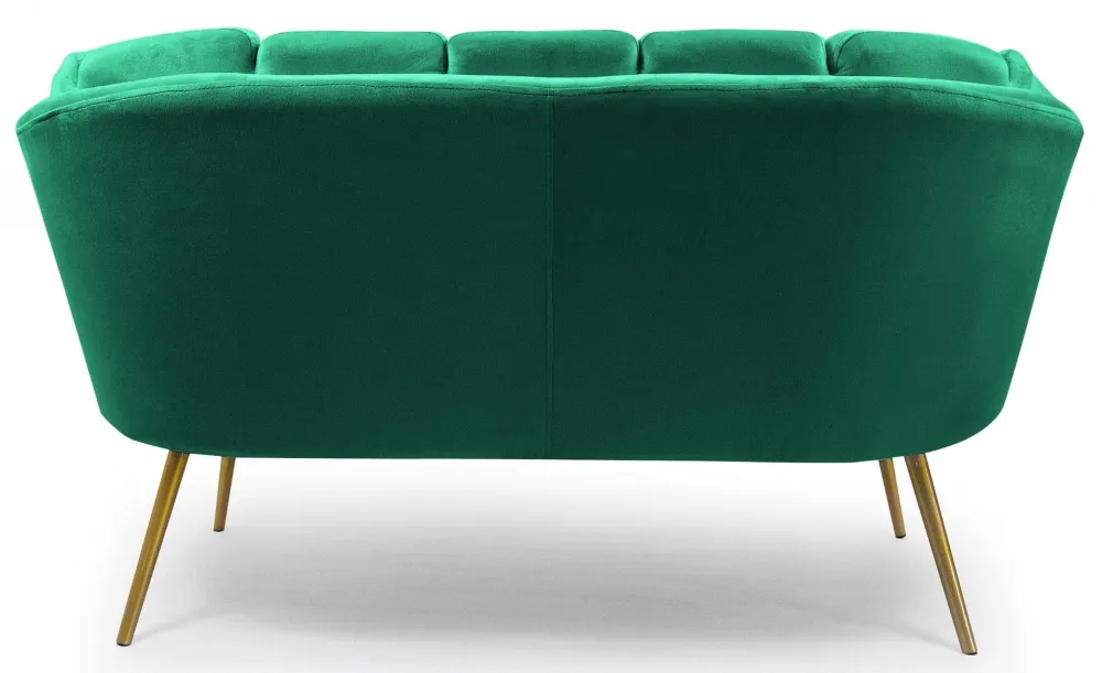 Divano arrotondato 2 posti Brenda Velluto verde Piedi Oro