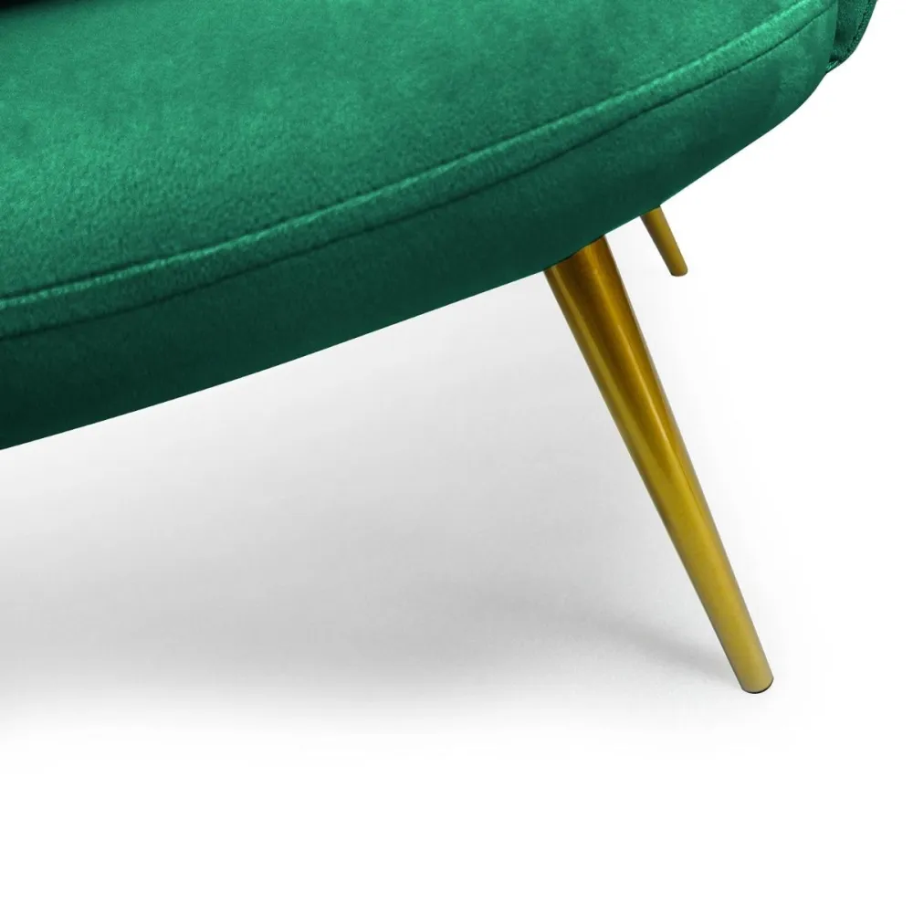 Divano arrotondato 2 posti Brenda Velluto verde Piedi Oro