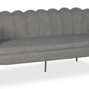Divano Andersen 3 posti arrotondato stile boudoir glamour Tessuto bouclette grigio