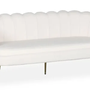 Divano Andersen 3 posti arrotondato stile boudoir glamour tessuto Bouclette Crema