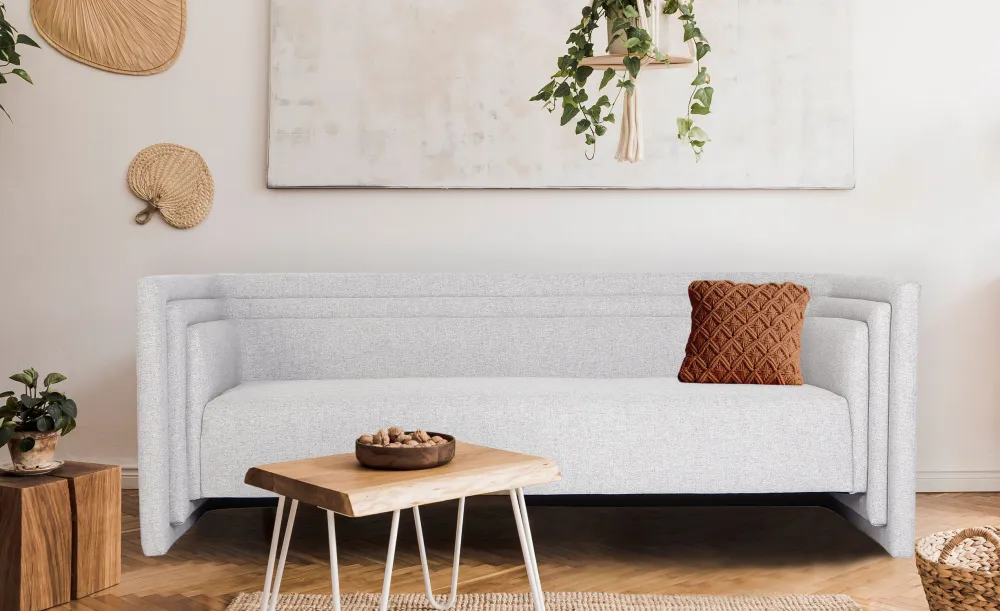 Fredonia Divano contemporaneo cubo 3 posti Tessuto grigio