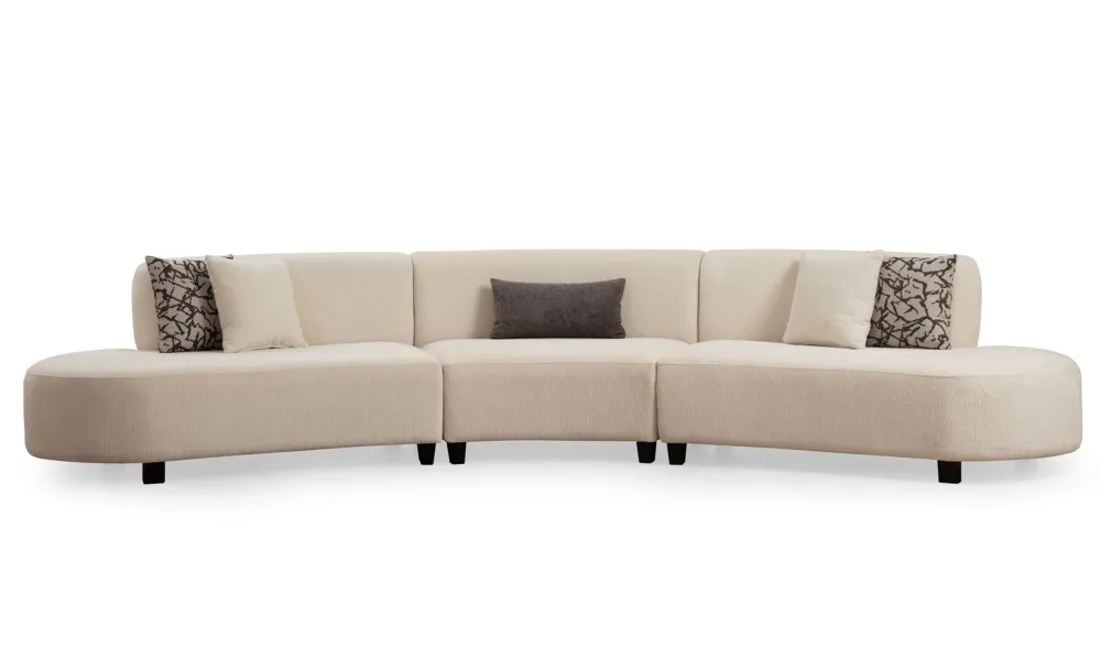 Divano 5 posti dal design arrotondato Marix Tessuto Beige