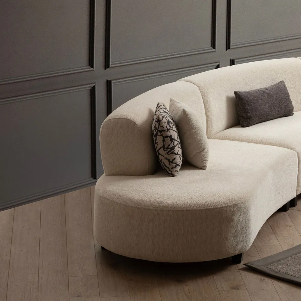 Divano 5 posti dal design arrotondato Marix Tessuto Beige