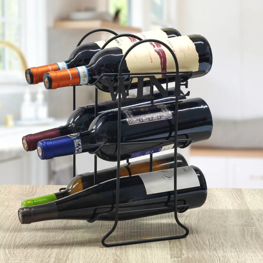 GUSTO CASA - Cantinetta metallo 6 posti Nero - h34x21x17 cm