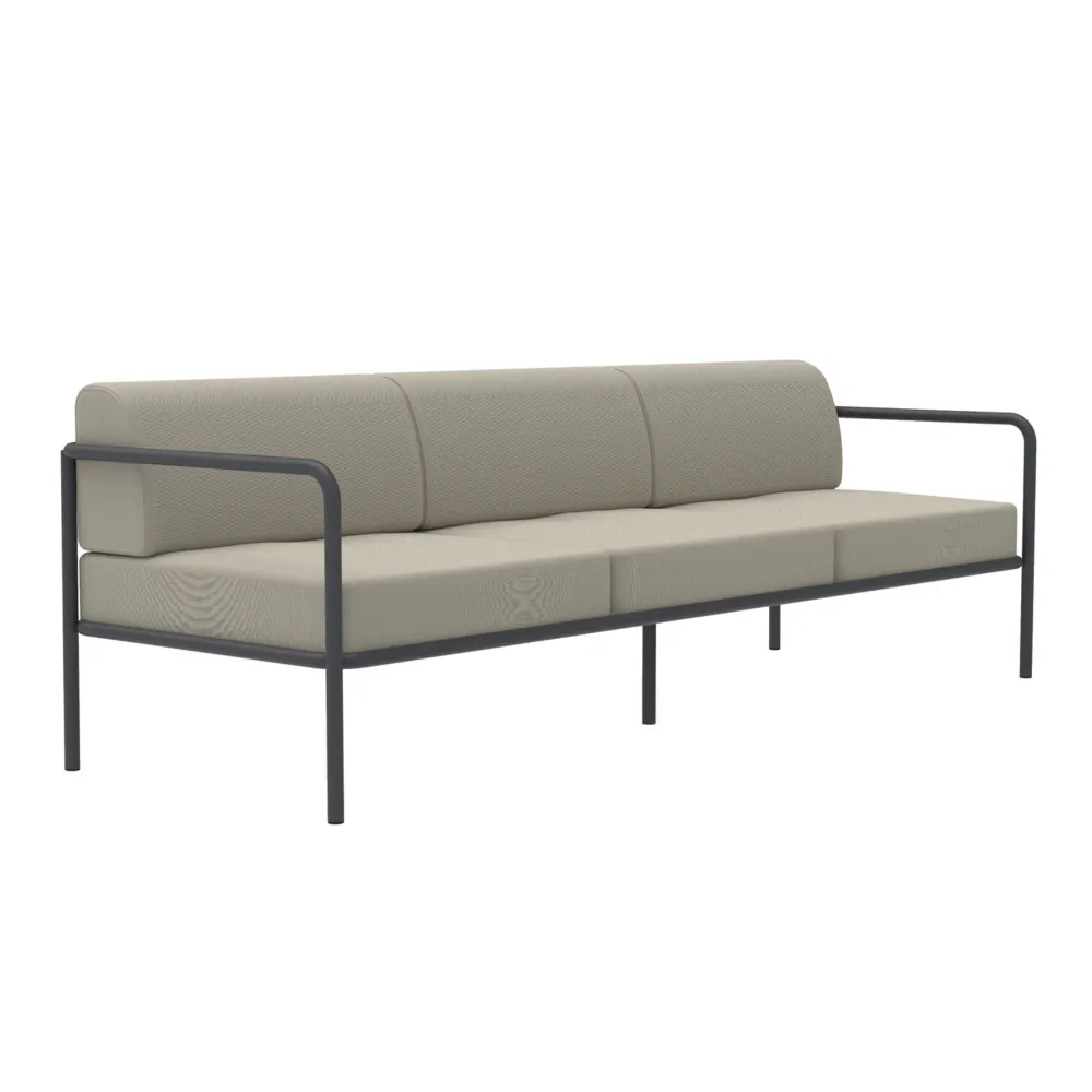 Divano 3 posti metallo "Miami" con cuscini da giardino cm 240x80 83h