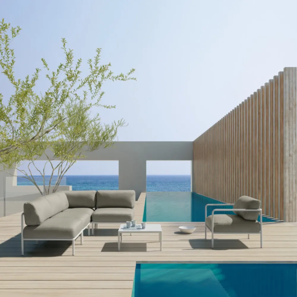 Divano 3 posti metallo "Miami" con cuscini da giardino cm 240x80 83h