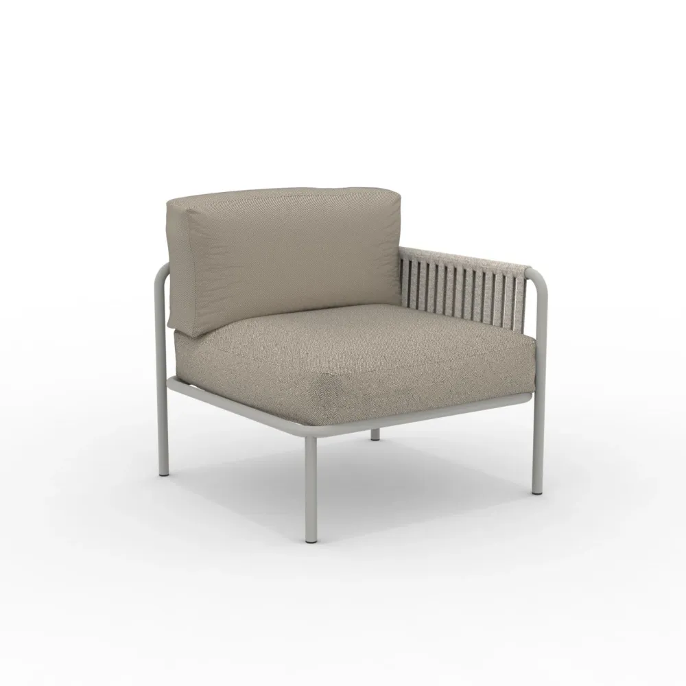 Modulo angolare divano con schienale corda "Key West" con cuscini cm 80x80 64h