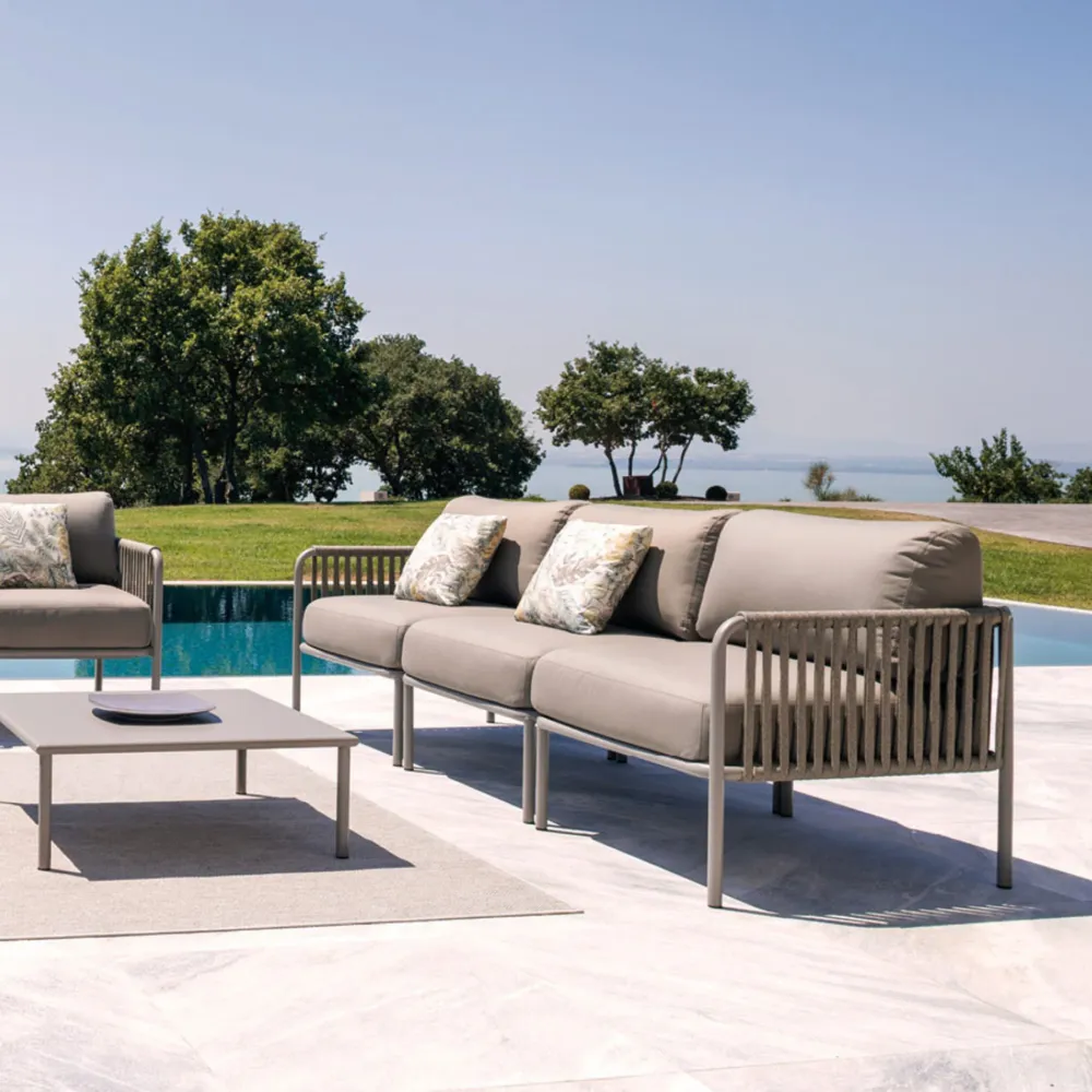Modulo angolare divano con schienale corda "Key West" con cuscini cm 80x80 64h