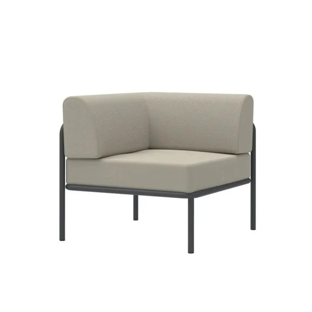 Modulo angolare divano metallo "Miami" con cuscini cm 80x80 64h