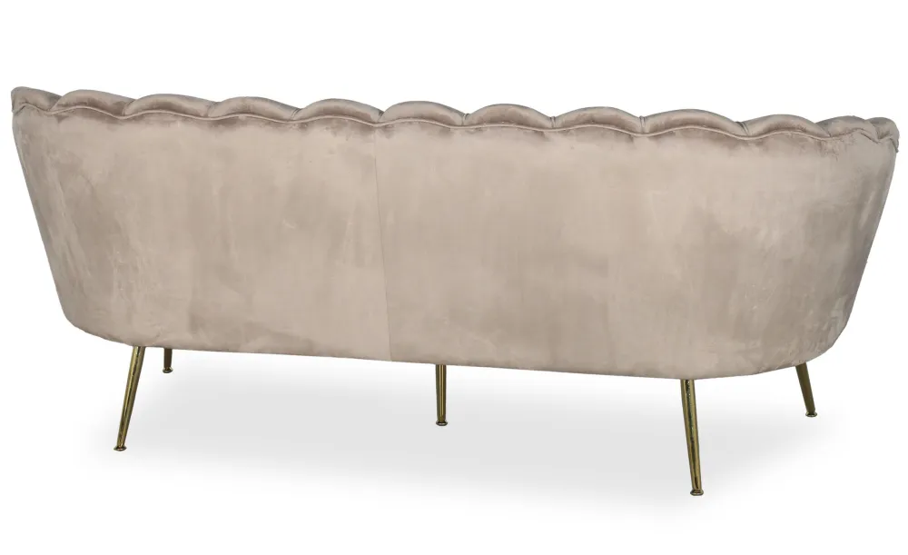Andersen Velours Taupe Divano 3 posti arrotondato stile boudoir
