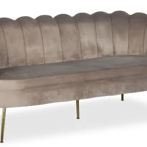 Andersen Velours Taupe Divano 3 posti arrotondato stile boudoir