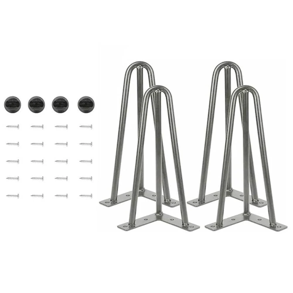 4x Gambe Piedi Tavolo Piedini Mobili Divano 20cm Metallo Design Moderno Grigio