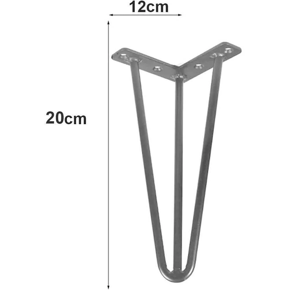 4x Gambe Piedi Tavolo Piedini Mobili Divano 20cm Metallo Design Moderno Grigio