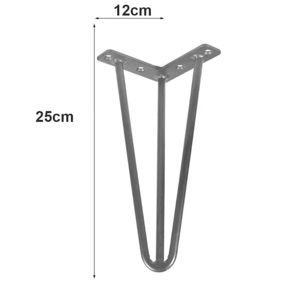 4x Gambe Piedi Tavolo Piedini Mobili Divano 25cm Metallo Design Moderno Grigio