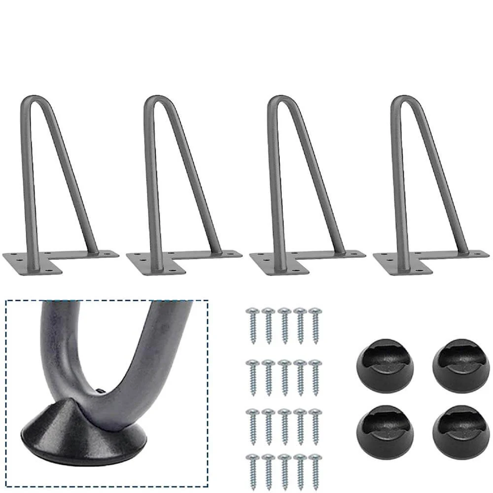 4x Gambe Piedi Tavolo Piedini Mobili Divano 15cm Metallo Design Moderno Grigio