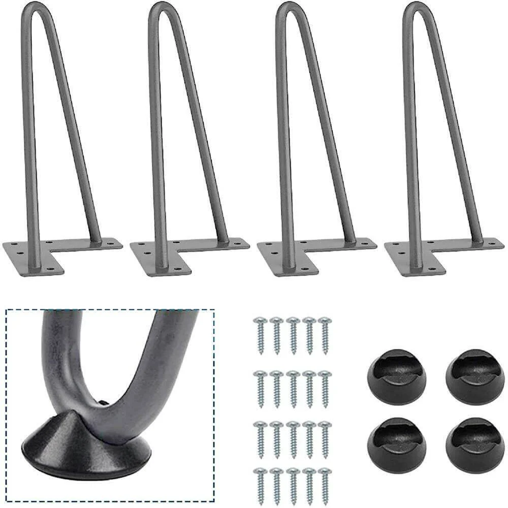 4x Gambe Piedi Tavolo Piedini Mobili Divano 20cm Metallo Design Moderno Grigio