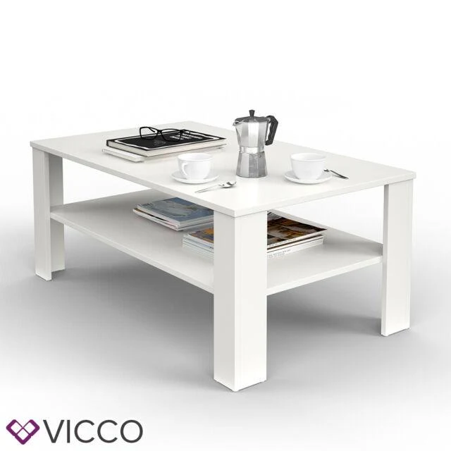 Vicco Tavolino da divano Tavolino da salotto bianco con ripiano Tavolino divano