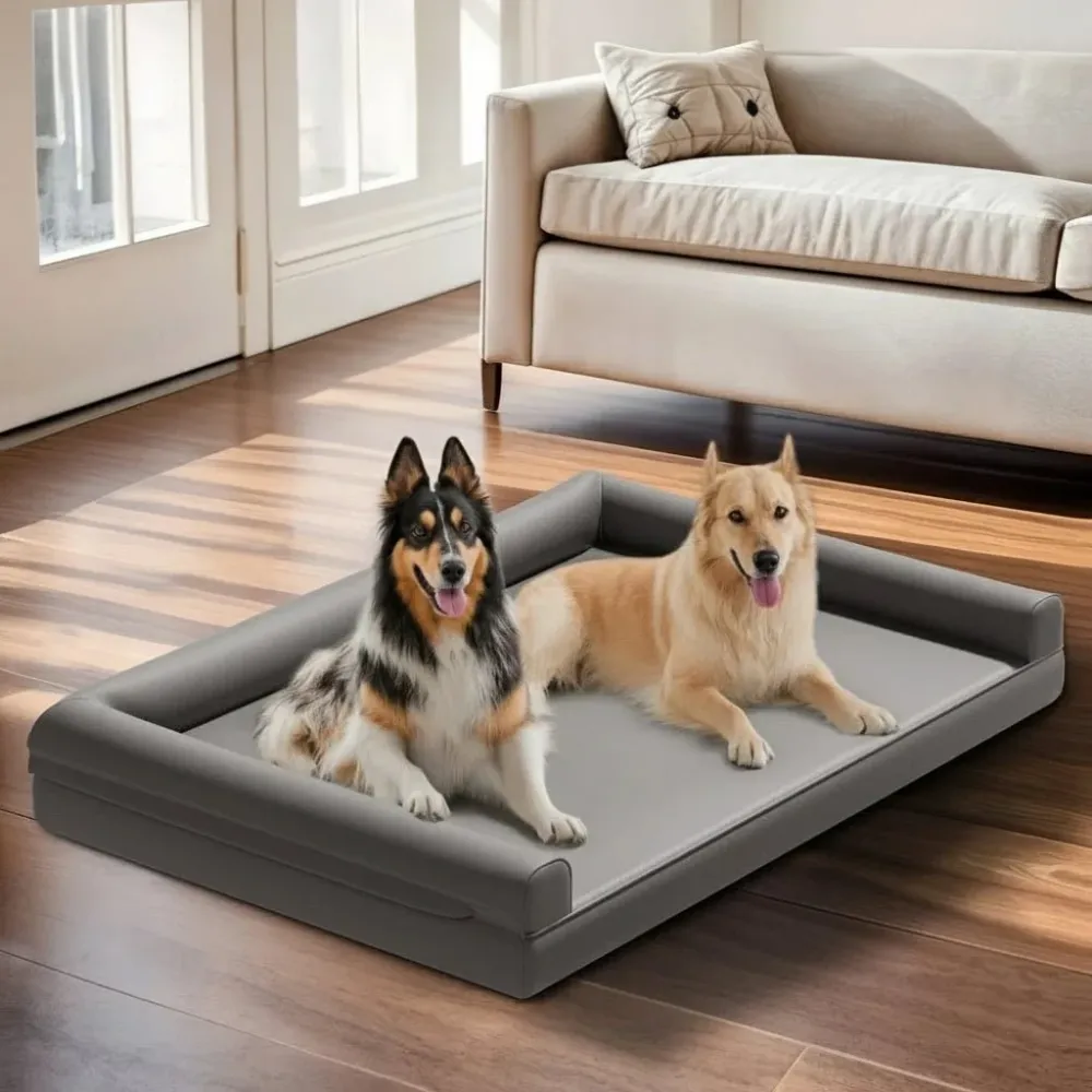 CALMDEN – Divano ortopedico per cani microfibra di pelle con design bolster impermeabile M Cozey Maison