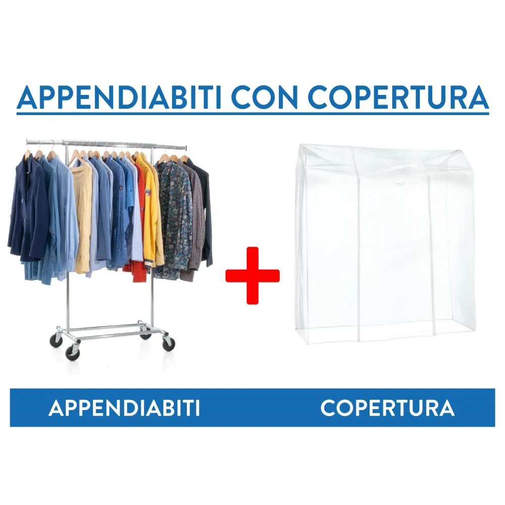 Tatkraft Darren & Protector - Armadio Tessuto, Rella Appendiabiti, con Ruote, Stand Appendiabiti con Copertura, Appendiabi...