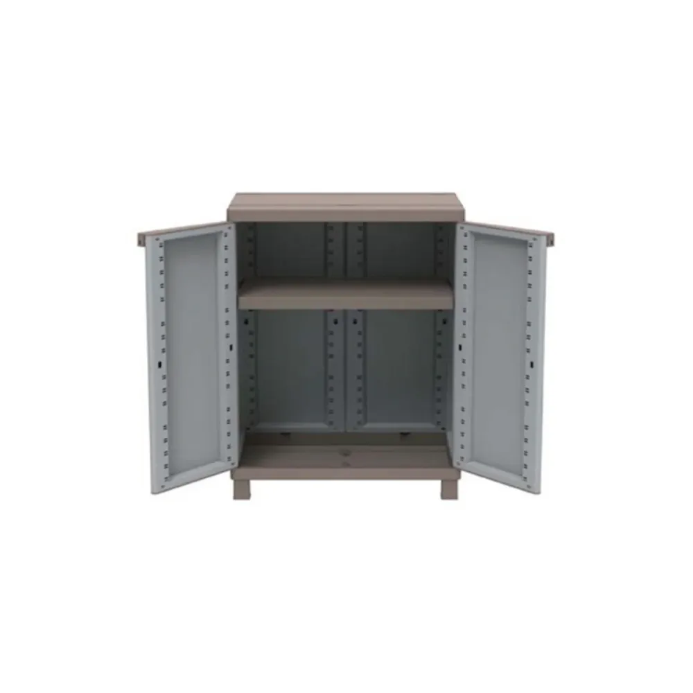 Armadio Terry basso 2 ante - Grigio/Tortora effetto Rattan