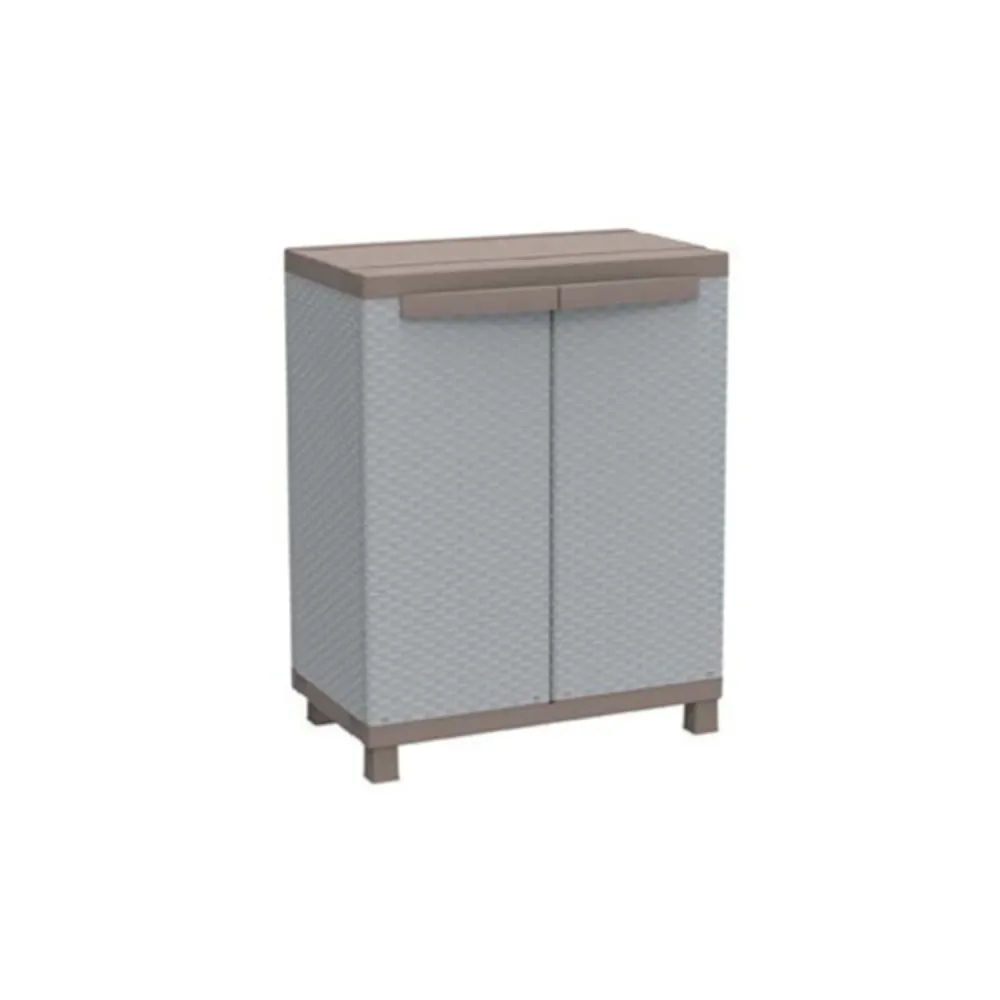Armadio Terry basso 2 ante - Grigio/Tortora effetto Rattan