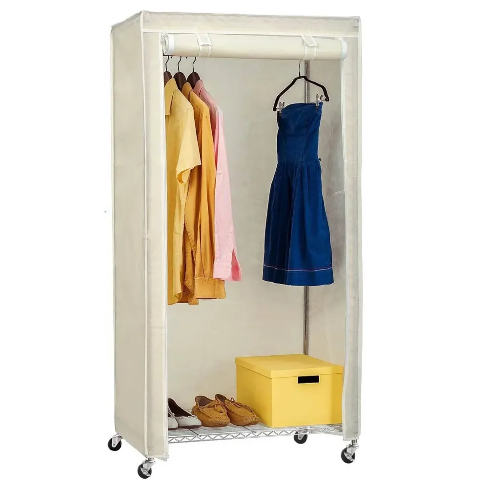 art moon Buffalo - Armadio Tessuto, Resistente, Armadio con Ruote, portata 70kg, Struttura acciaio cromato, 75x45x156.5 cm...