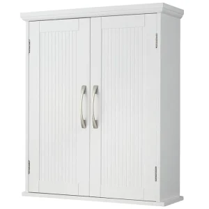 Teamson Home Armadietto per medicinali da parete legno per bagno con ripiani regolabili Bianco EHF-F0007