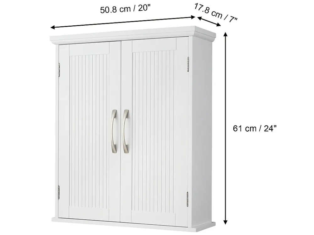 Teamson Home Armadietto per medicinali da parete legno per bagno con ripiani regolabili Bianco EHF-F0007