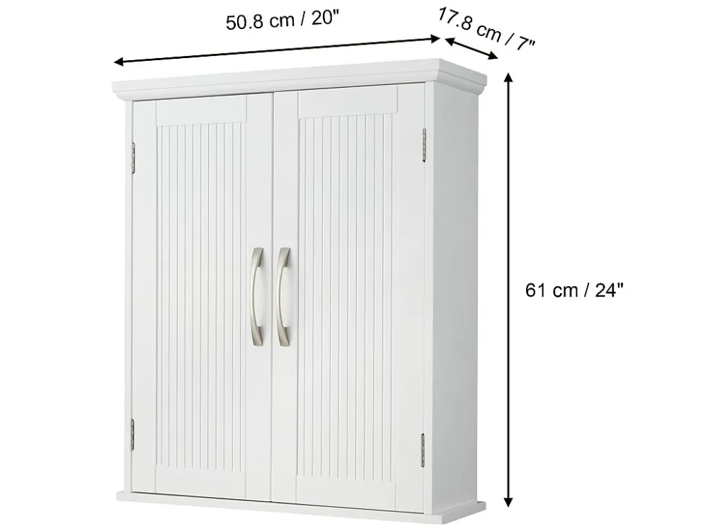 Teamson Home Armadietto per medicinali da parete legno per bagno con ripiani regolabili Bianco EHF-F0007