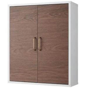 Teamson Home Tyler Armadietto dei medicinali da parete per bagno legno 18 cm x 50,8 cm x 61 cm Bianco/Marrone EHF-F0011