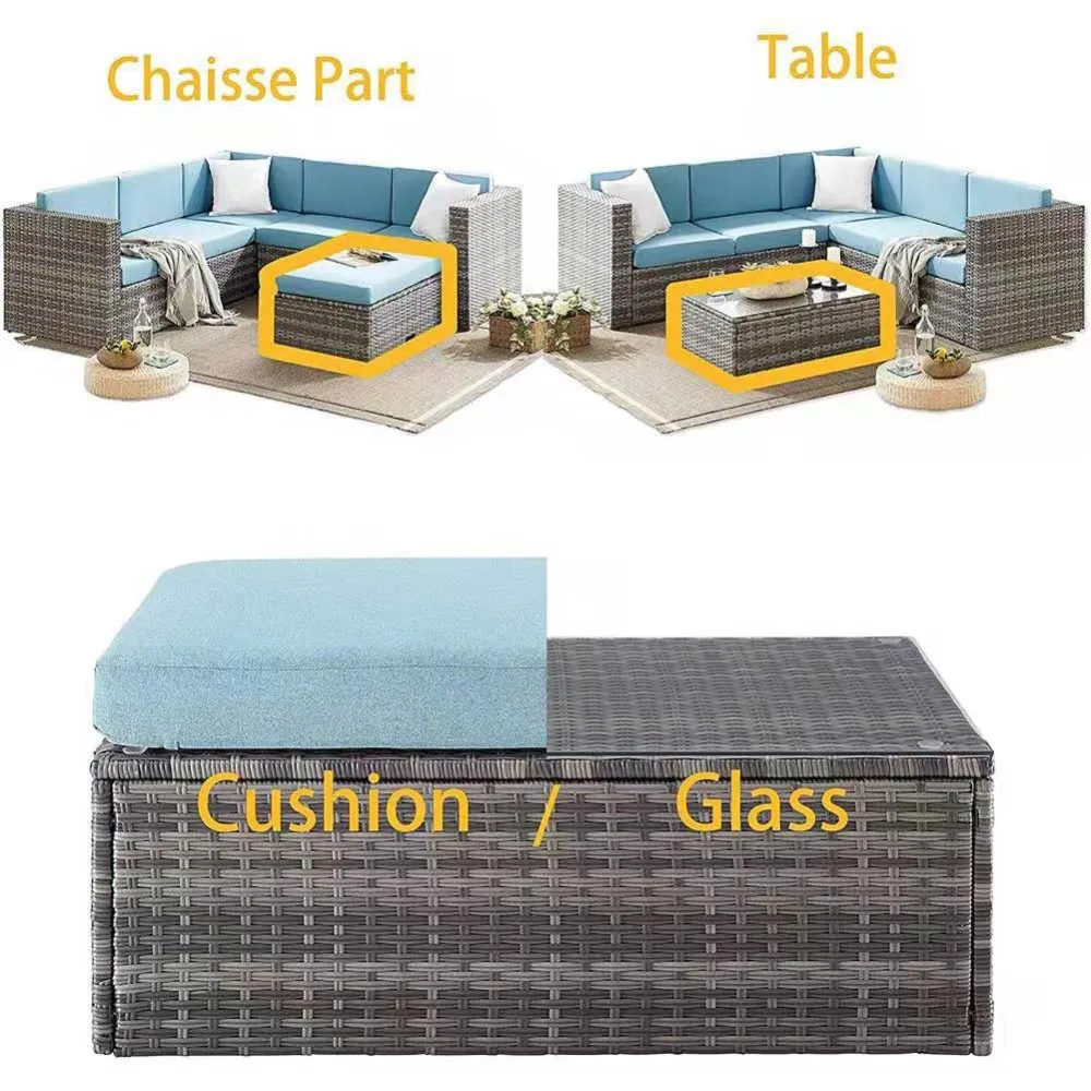 Set Salotto Divano Angolare Componibile Rattan + Tavolino Esterno Giardino