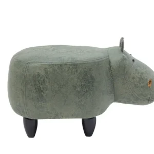 Pouf Imbottito Fintapelle E Legno - Ippopotamo - Novità Home