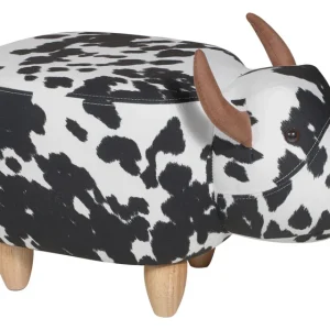 Pouf imbottito tessuto e legno - toro - Novità Home