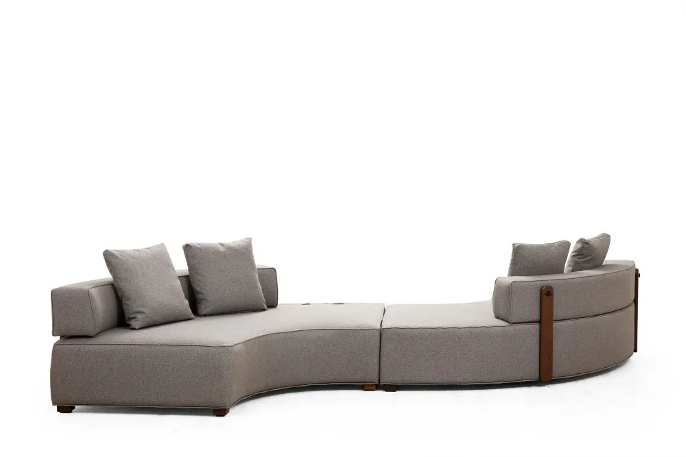 Divano design 2 pezzi componibile tessuto schienale rimovibile grigio cm 380x105x70h