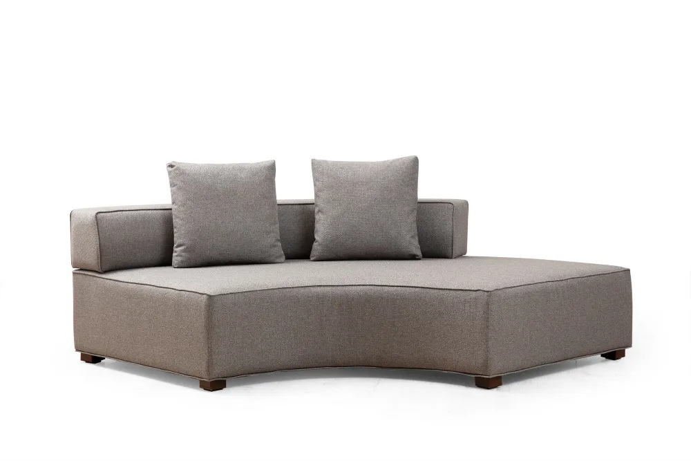 Divano design 2 pezzi componibile tessuto schienale rimovibile grigio cm 380x105x70h