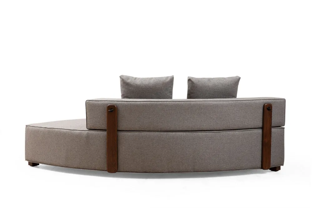 Divano design 2 pezzi componibile tessuto schienale rimovibile grigio cm 380x105x70h