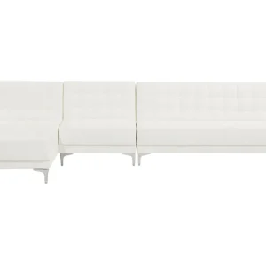 Divano letto angolare XXL pelle sintetica bianco destro ABERDEEN per Colazione