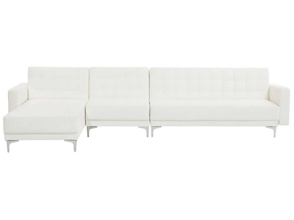 Divano letto angolare XXL pelle sintetica bianco destro ABERDEEN per Colazione