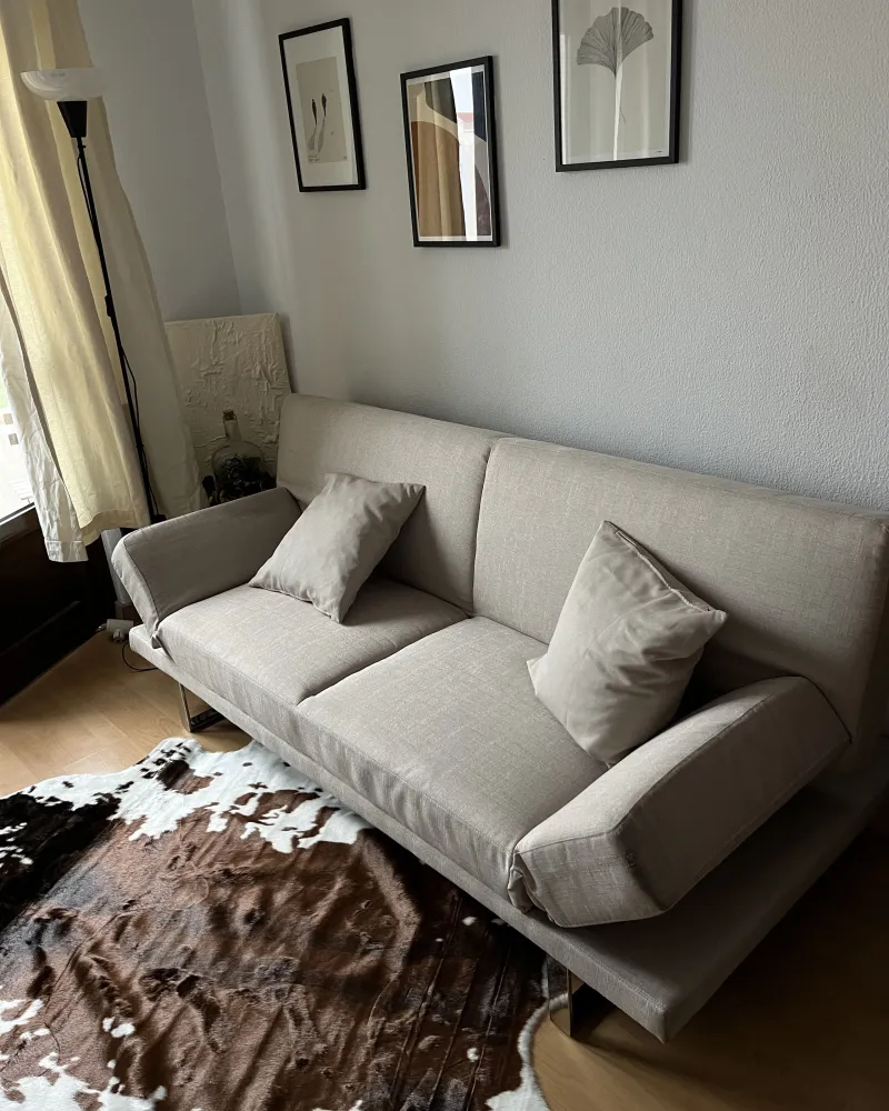 Divano letto 3 posti tessuto nocciola YORK