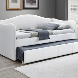 Divano letto scomparsa 2 x 90 x 190 cm Similpelle Bianco con materasso MATHILDE