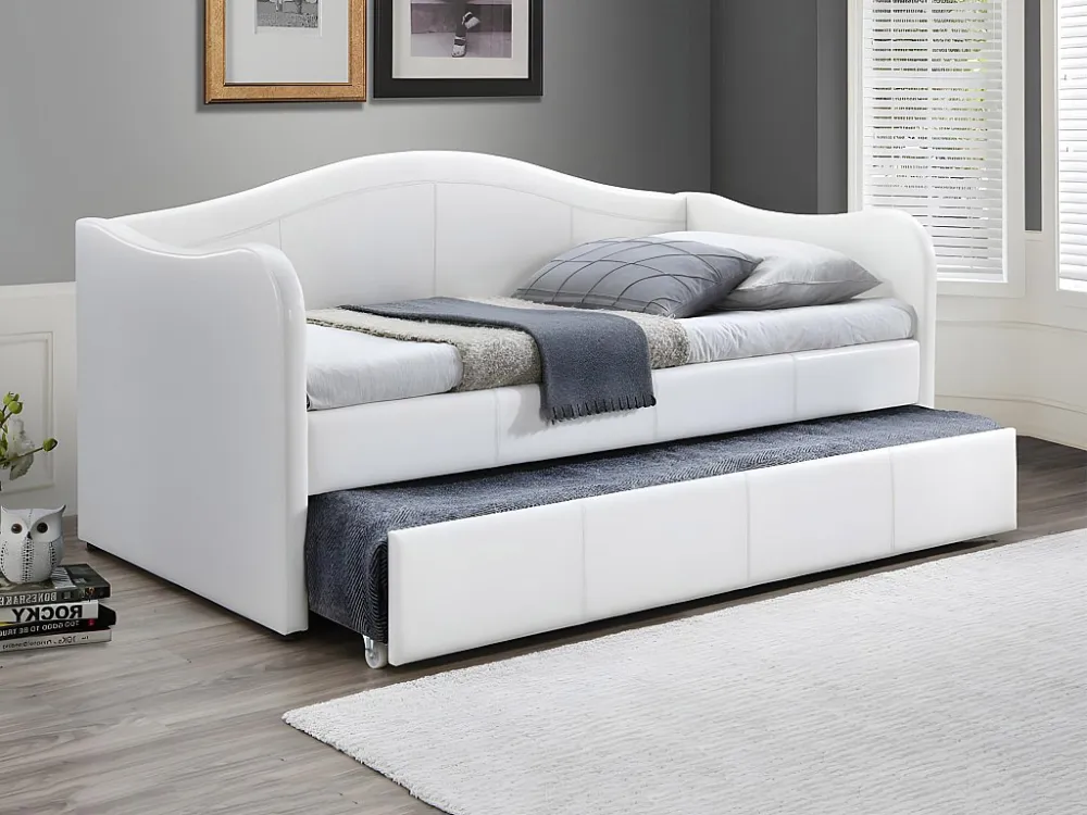 Divano letto scomparsa 2 x 90 x 190 cm Similpelle Bianco con materasso MATHILDE