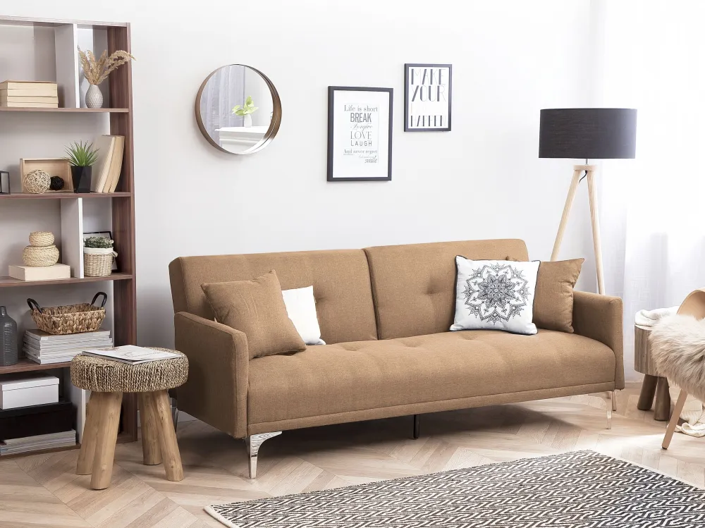 Divano letto attuale 3 posti tessuto beige LUCAN