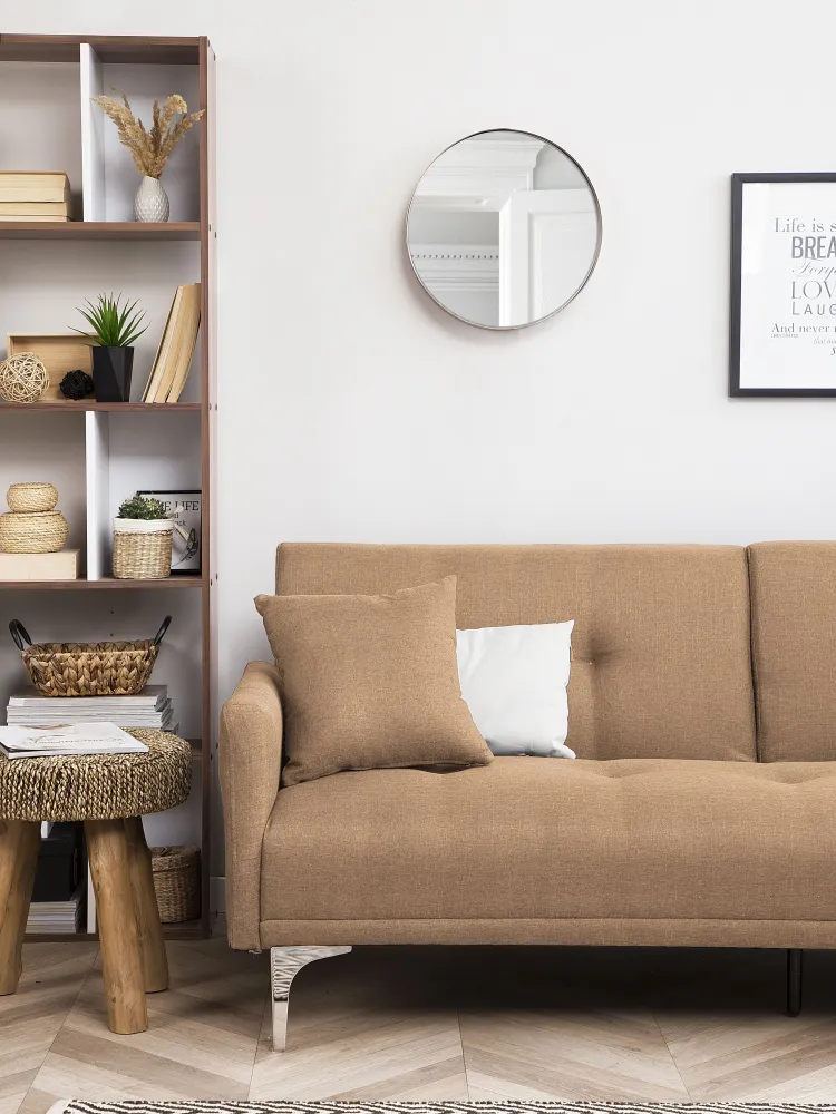 Divano letto attuale 3 posti tessuto beige LUCAN