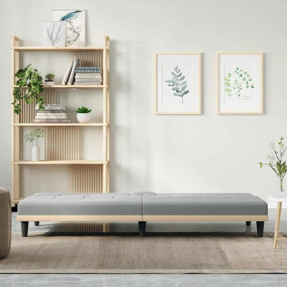 Divano Letto con Portabicchieri Tessuto Grigio Palese