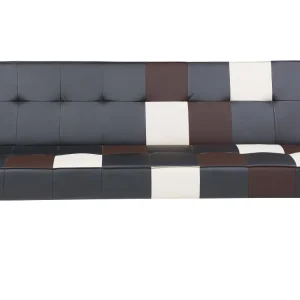 Divano letto pelle sintetica panna e marrone OLSKER