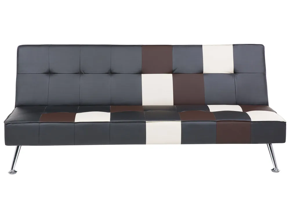 Divano letto pelle sintetica panna e marrone OLSKER