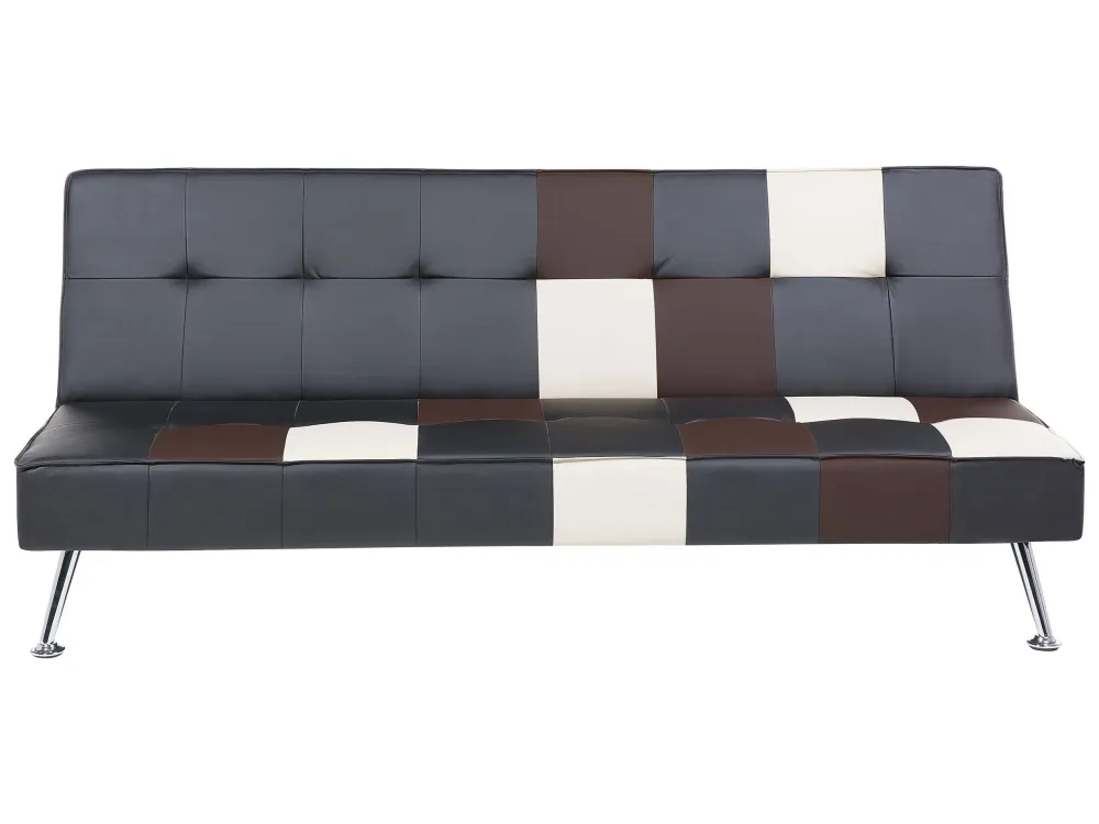 Divano letto pelle sintetica panna e marrone OLSKER