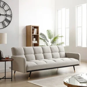 Divano letto 3 posti Tessuto Beige Stile d'epoca ROREMA